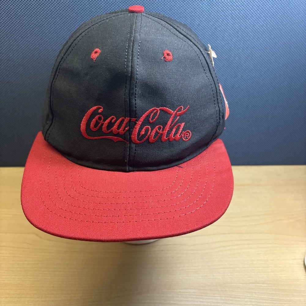VINTAGE Coca Cola Hat Louisville Mfg Co Black Red Snapback Cap USA Made